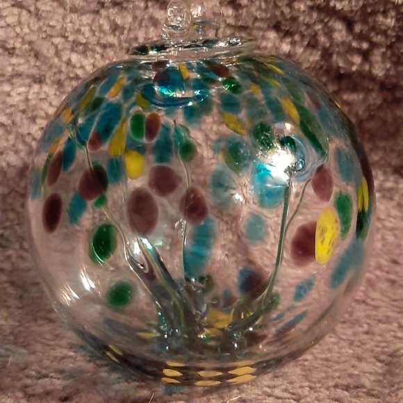 Hanging Glass Ball 4" Diameter "Winter Tree" Witch Ball (1) WB26/#110 - Picture 5 of 5